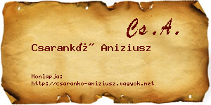 Csarankó Aniziusz névjegykártya